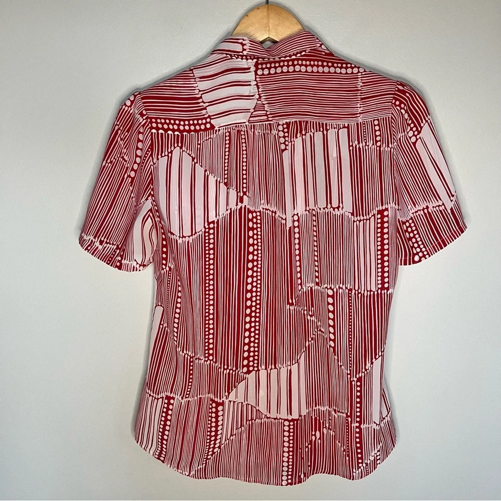 SOLD Vintage Semi-Sheer Stuart Randolph button Down Short Sleeve Blouse - Picture 2 of 10